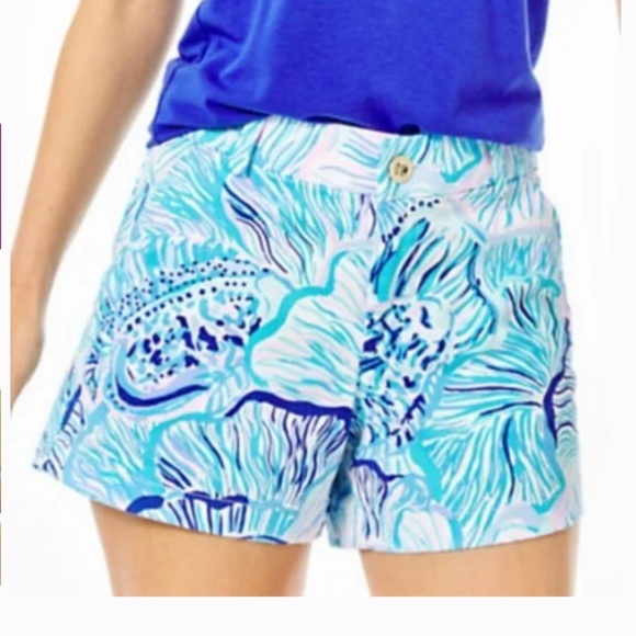 NWT LILLY PULITZER Stretch print Shorts Bermuda Blue Fishful Thinking preppy 4